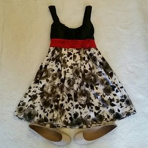 Red & Black Floral Dress